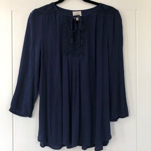 Navy peasant top